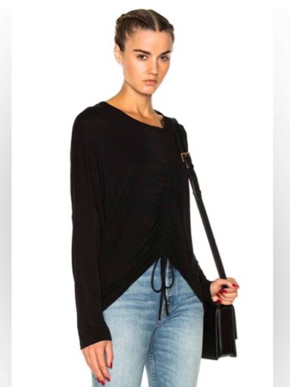 Iro Alajar Black Ruched Drawstring Long Sleeve Shirt